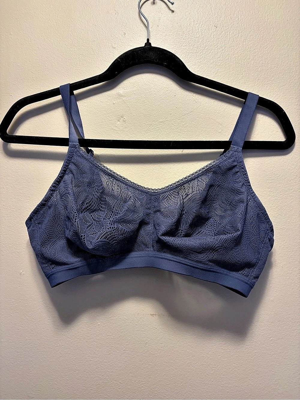 Understance Cate Wireless Smooth Lace Unpadded Bra Lace Bra Blue 36D/36DD